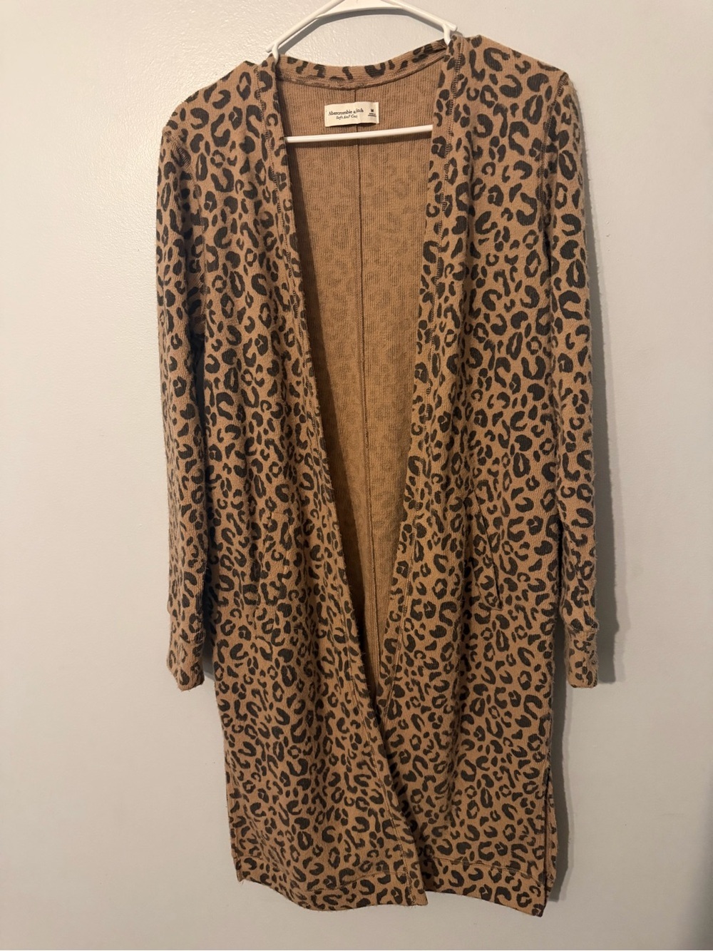 Abercrombie & Fitch Leopard Print Open-Front Cardigan - Brown & Black